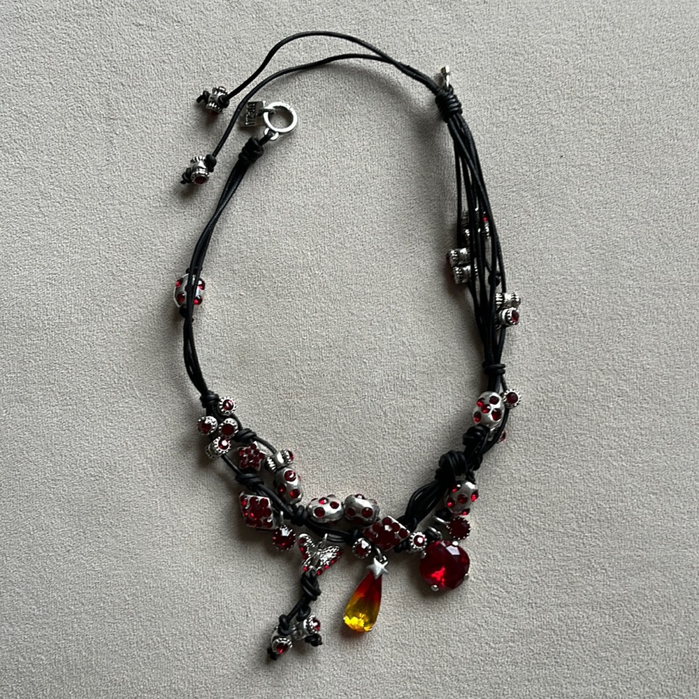 Authentic Rodrigo Otazu chocker necklace, black, red, gray